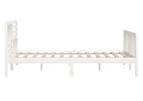 Cadru de pat dublu, alb, 135x190 cm, lemn masiv - 5/5