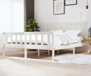 vidaXL Cadru de pat Super King, alb, 180x200 cm, lemn masiv