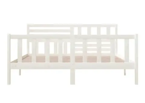 Cadru de pat Super King, alb, 180x200 cm, lemn masiv - 5/5