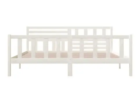 Cadru de pat, alb, 200x200 cm, lemn masiv - 5/5