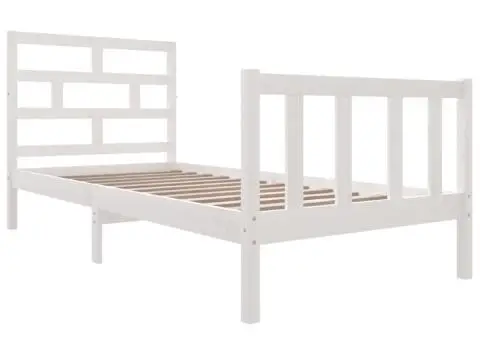 Cadru de pat single, alb, 90x190 cm, lemn masiv de pin - 3/5