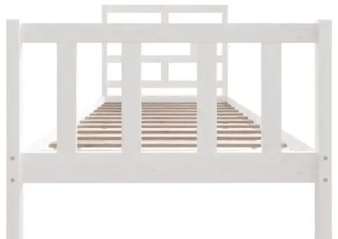 Cadru de pat single, alb, 90x190 cm, lemn masiv de pin - 4/5