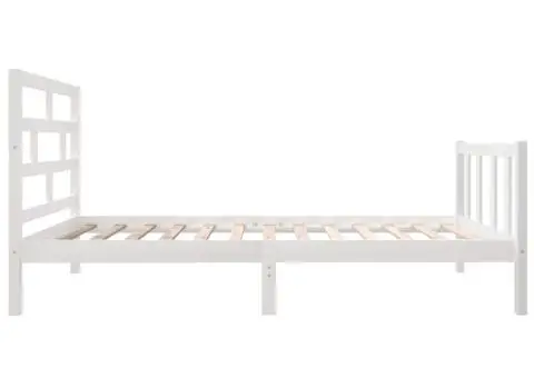 Cadru de pat single, alb, 90x190 cm, lemn masiv de pin - 5/5