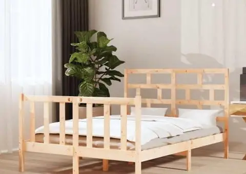 Cadru de pat, 140x190 cm, lemn masiv de pin - 1/5