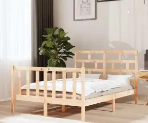 vidaXL Cadru de pat, 140x190 cm, lemn masiv de pin