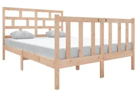 Cadru de pat, 140x190 cm, lemn masiv de pin - 2/5