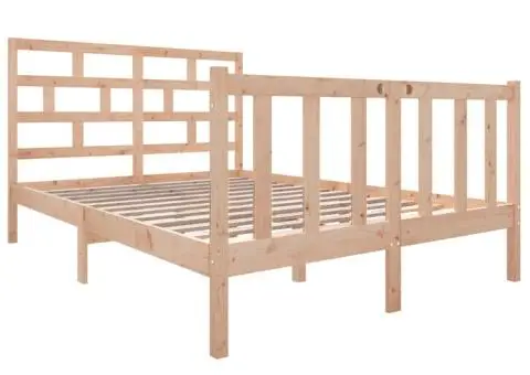 Cadru de pat, 140x190 cm, lemn masiv de pin - 3/5