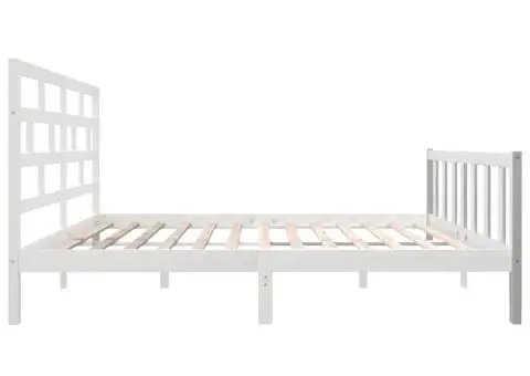 Cadru de pat King Size, alb, 150x200 cm, lemn masiv de pin - 5/5