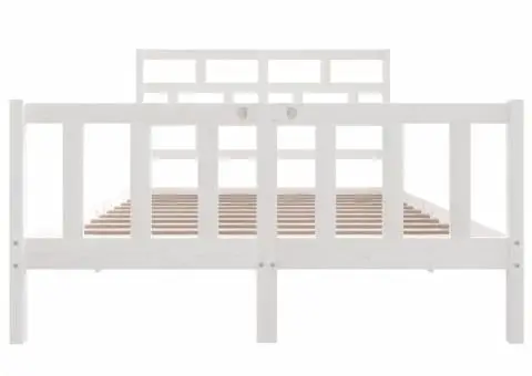 Cadru de pat, alb, 140x200 cm, lemn masiv de pin - 4/5