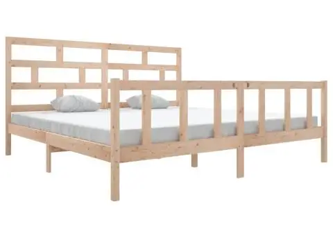 Cadru de pat, 200x200 cm, lemn masiv de pin - 2/5