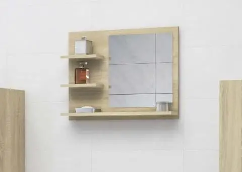 Oglindă de baie, stejar Sonoma, 60 x 10,5 x 45 cm, PAL - 1/5