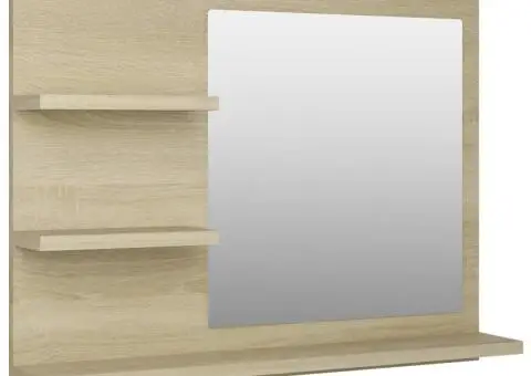 Oglindă de baie, stejar Sonoma, 60 x 10,5 x 45 cm, PAL - 2/5