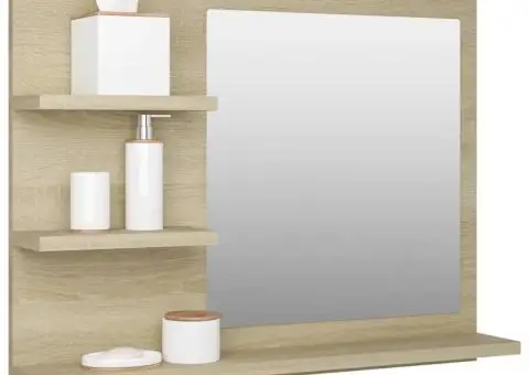 Oglindă de baie, stejar Sonoma, 60 x 10,5 x 45 cm, PAL - 3/5