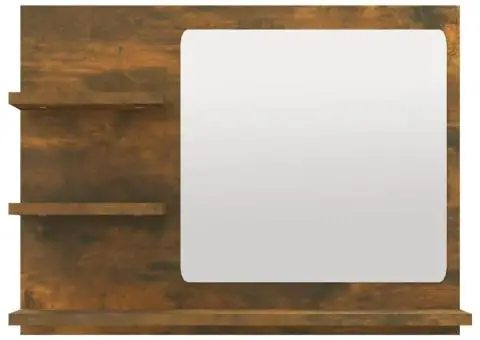 Oglindă de baie, stejar fumuriu, 60x10,5x45 cm, lemn prelucrat - 3/5