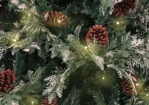 Brad Crăciun pre-iluminat conuri de pin verde/alb 120 cm PVC/PE - 4/5