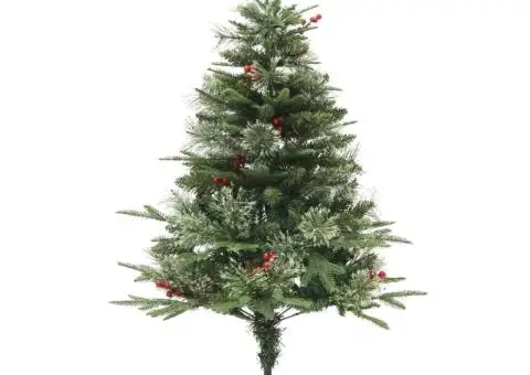 Brad de Crăciun pre-iluminat conuri de pin verde 150 cm PVC&PE - 3/5