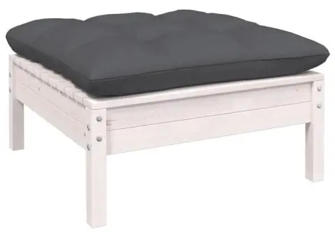 Set mobilier grădină cu perne, 12 piese, alb, lemn masiv pin - 5/5