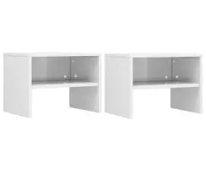 vidaXL Noptiere, 2 buc., alb extralucios, 40x30x30 cm, lemn prelucrat
