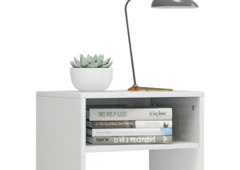 Noptiere, 2 buc., alb extralucios, 40x30x30 cm, lemn prelucrat - 3/5