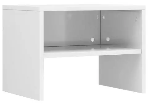 Noptiere, 2 buc., alb extralucios, 40x30x30 cm, lemn prelucrat - 4/5