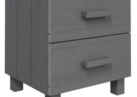 Noptiere HAMAR, 2 buc, gri închis, 40x35x44,5 cm, lemn masiv - 3/5