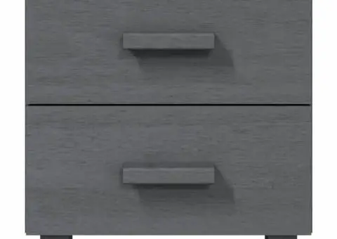 Noptiere HAMAR, 2 buc, gri închis, 40x35x44,5 cm, lemn masiv - 4/5