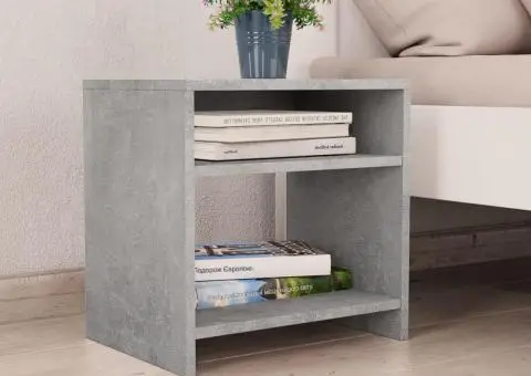 Noptieră, gri beton, 40x30x40 cm, lemn prelucrat - 1/5
