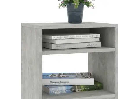 Noptieră, gri beton, 40x30x40 cm, lemn prelucrat - 3/5