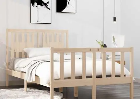 Cadru de pat mic dublu, 120x190 cm, lemn masiv - 1/5