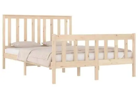 Cadru de pat, 140x190 cm, lemn masiv de pin - 3/5