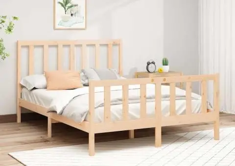 Cadru de pat fără saltea, 140x190 cm, lemn masiv de pin - 1/5