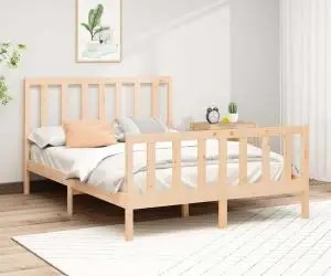vidaXL Cadru de pat fără saltea, 140x190 cm, lemn masiv de pin