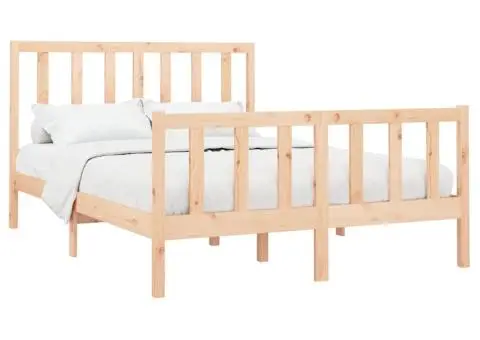 Cadru de pat fără saltea, 140x190 cm, lemn masiv de pin - 3/5