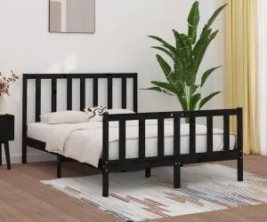 vidaXL Cadru de pat, negru, 140x190 cm, lemn masiv