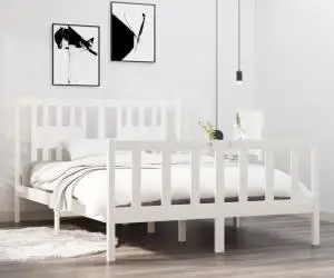 vidaXL Cadru pat, alb, 140x190 cm, lemn masiv