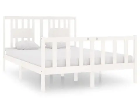 Cadru pat, alb, 140x190 cm, lemn masiv - 2/5