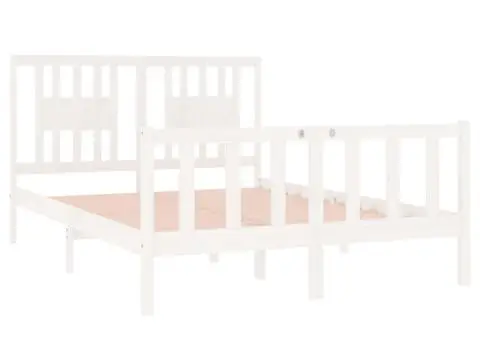 Cadru pat, alb, 140x190 cm, lemn masiv - 4/5