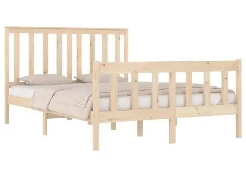 Cadru de pat dublu, 135x190 cm, lemn masiv de pin - 3/5