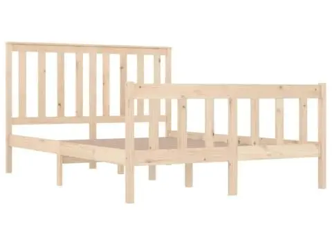 Cadru de pat dublu, 135x190 cm, lemn masiv de pin - 4/5