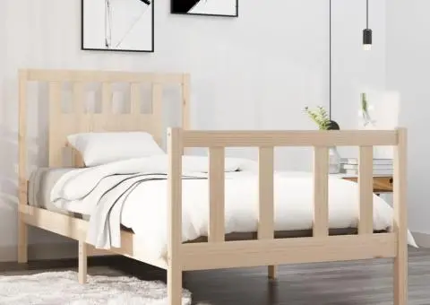 Cadru de pat single, 90x190 cm, lemn masiv - 1/5