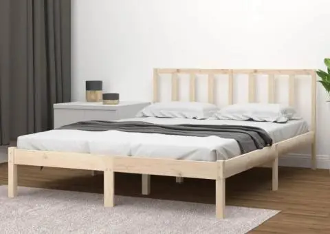 Cadru de pat mic dublu, 120x190 cm, lemn masiv de pin - 1/5