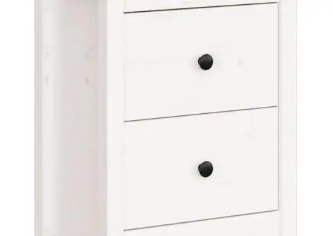 Noptieră, alb, 50x35x61,5 cm, lemn masiv de pin - 2/5