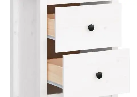 Noptieră, alb, 50x35x61,5 cm, lemn masiv de pin - 5/5