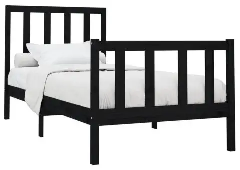 Cadru de pat, negru, 100x200 cm, lemn masiv de pin - 3/5