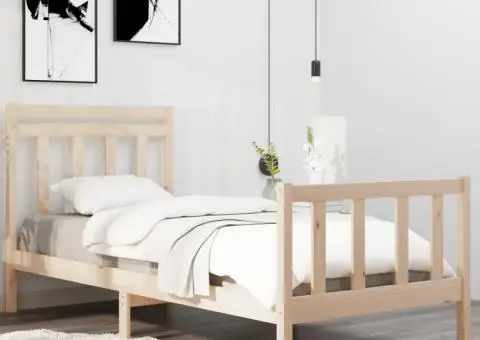 Cadru de pat single, 90x190 cm, lemn masiv - 1/5