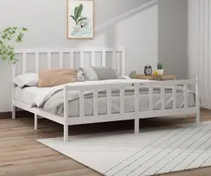 vidaXL Cadru de pat fără saltea, alb, 180x200 cm, lemn masiv pin