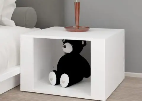 Noptieră, alb, 57x55x36 cm, lemn compozit - 3/5