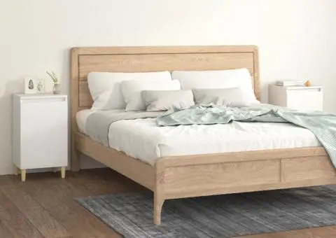 Noptiere, 2 buc, alb, 40x35x70 cm, lemn prelucrat - 1/5