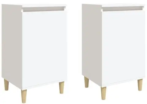 Noptiere, 2 buc, alb, 40x35x70 cm, lemn prelucrat - 2/5