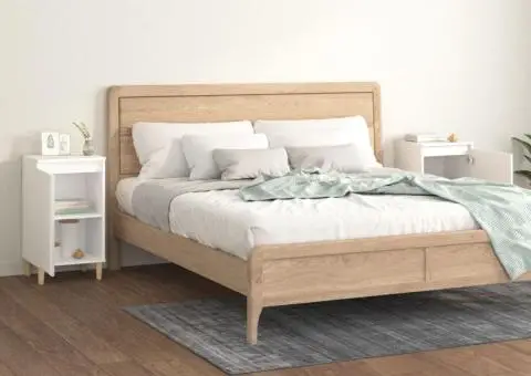 Noptiere, 2 buc, alb, 40x35x70 cm, lemn prelucrat - 3/5